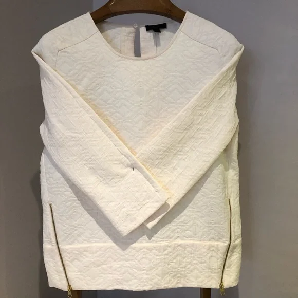 NWOT J CREW Sz 6 Classic Ivory MATELASSE side ZIP TOP Style b7989 - Picture 2 of 5